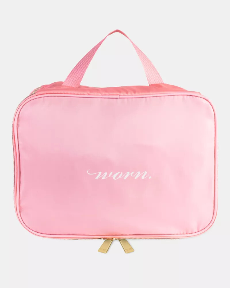 wear worn pink wash bag pink