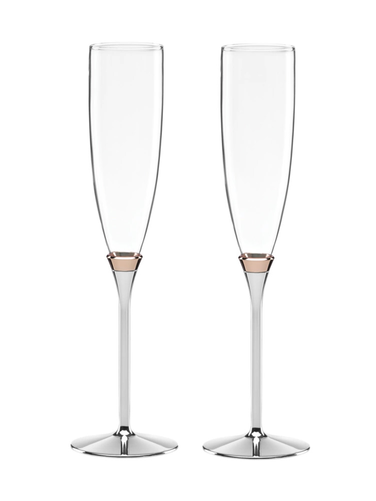 rosy glow toasting flute pair gold