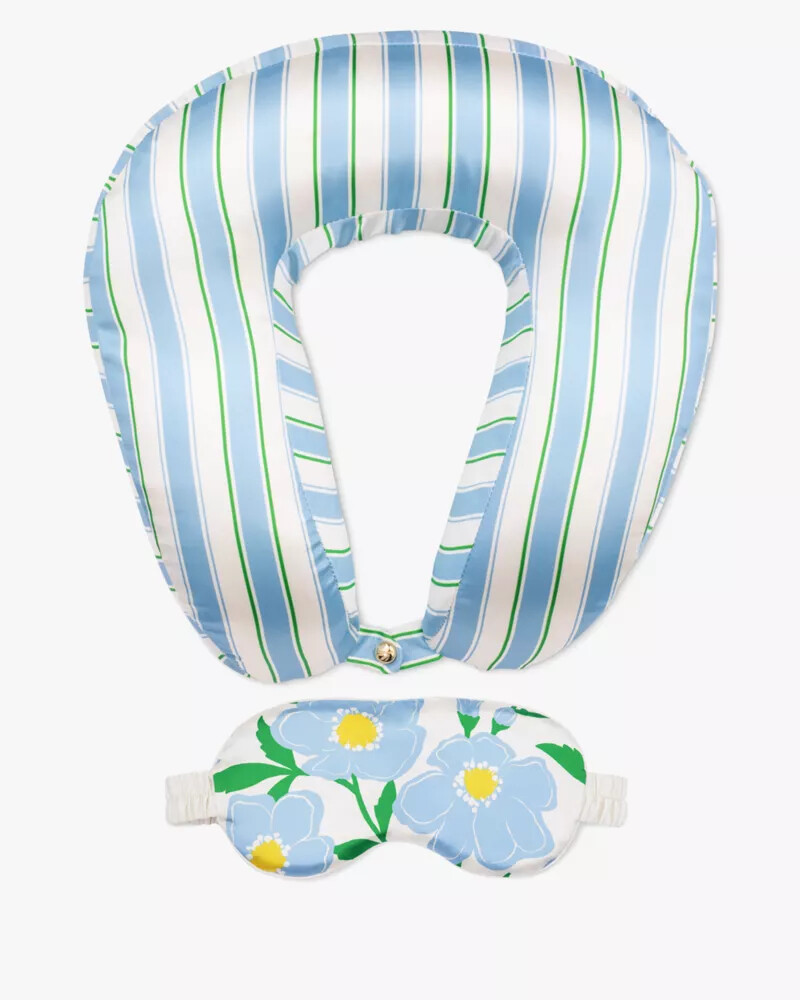 sunshine floral neck pillow eye mask set ocean fog