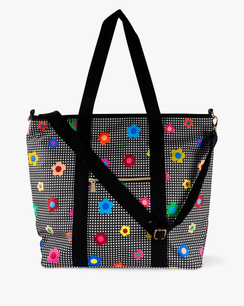 gingham garden cooler tote black