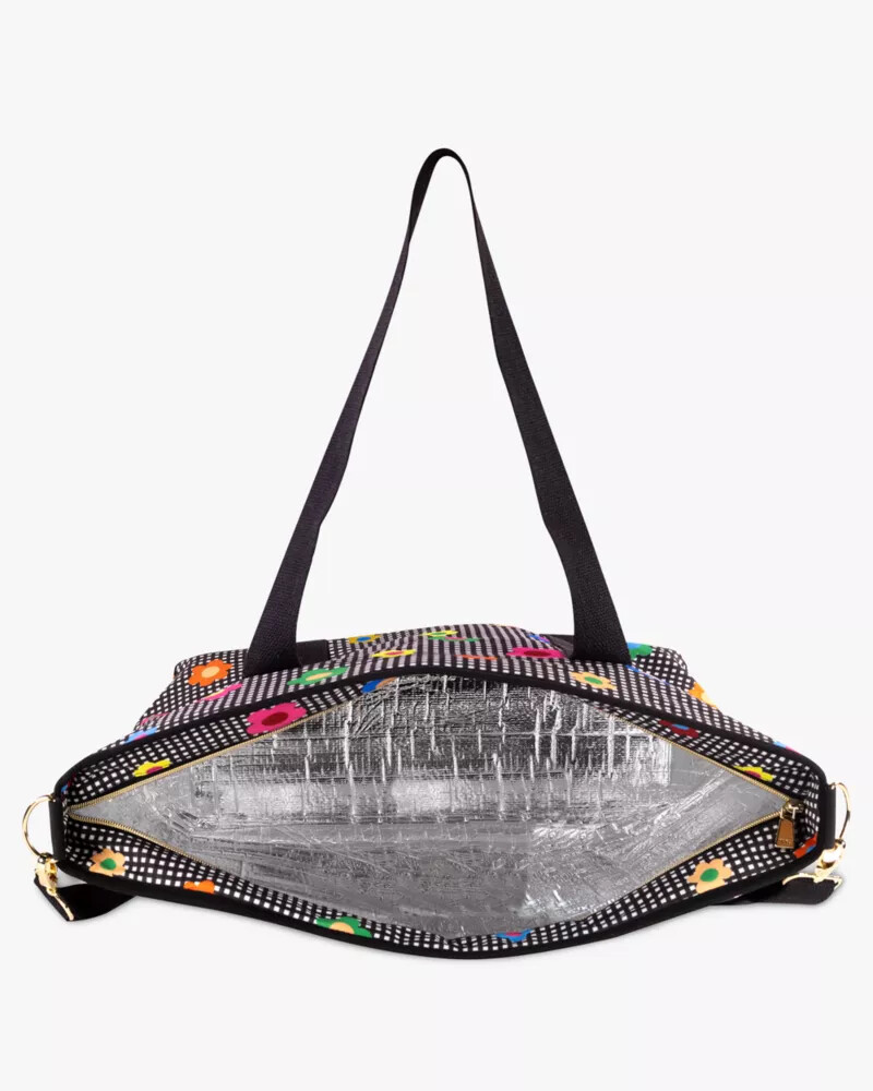 gingham garden cooler tote black