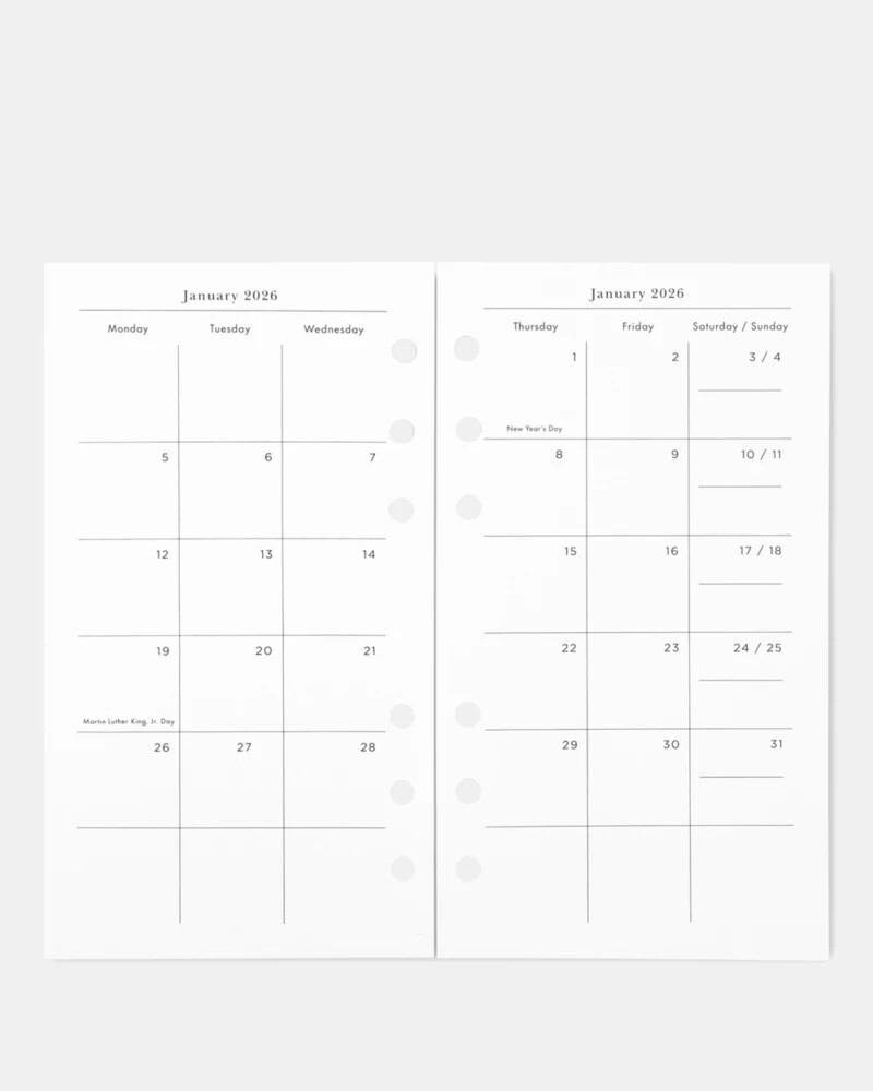 downtown stripe 2026 personal bookblock calendar refill multi