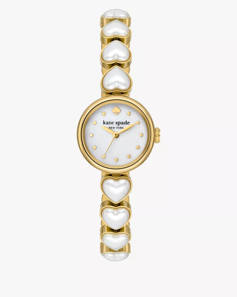 monroe heart pearl bracelet watch white