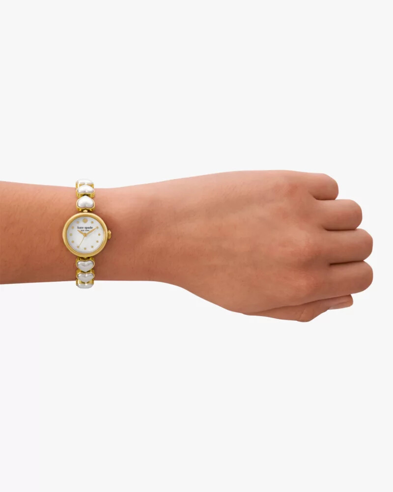 monroe heart pearl bracelet watch white