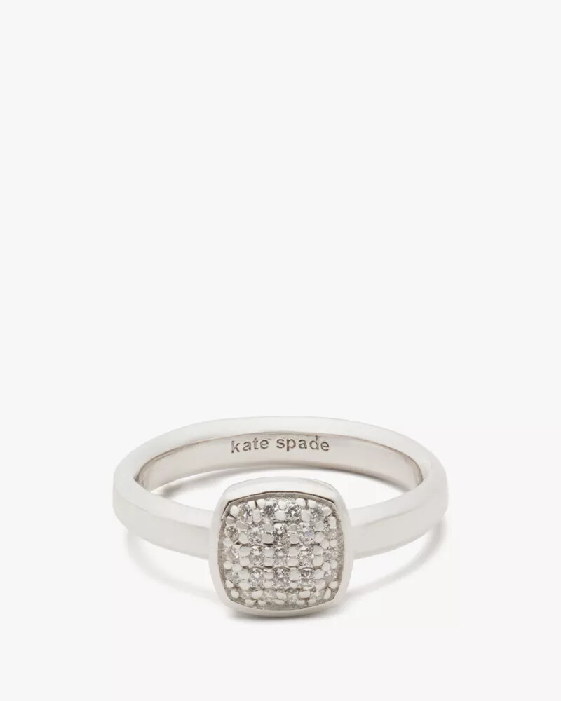 kate spade fine time to shine pavé diamond ring silver