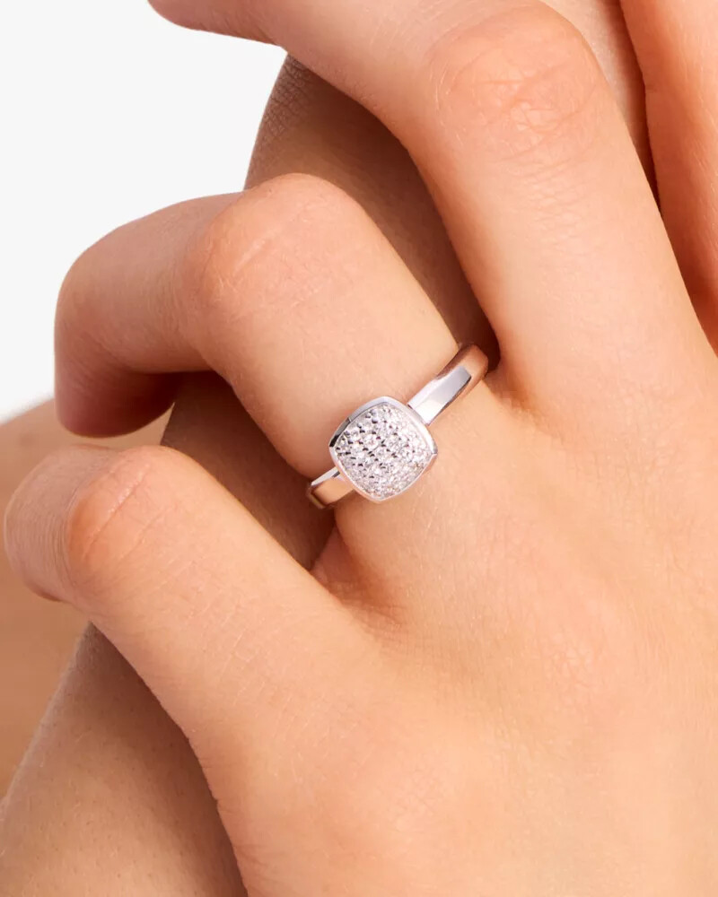 kate spade fine time to shine pavé diamond ring silver