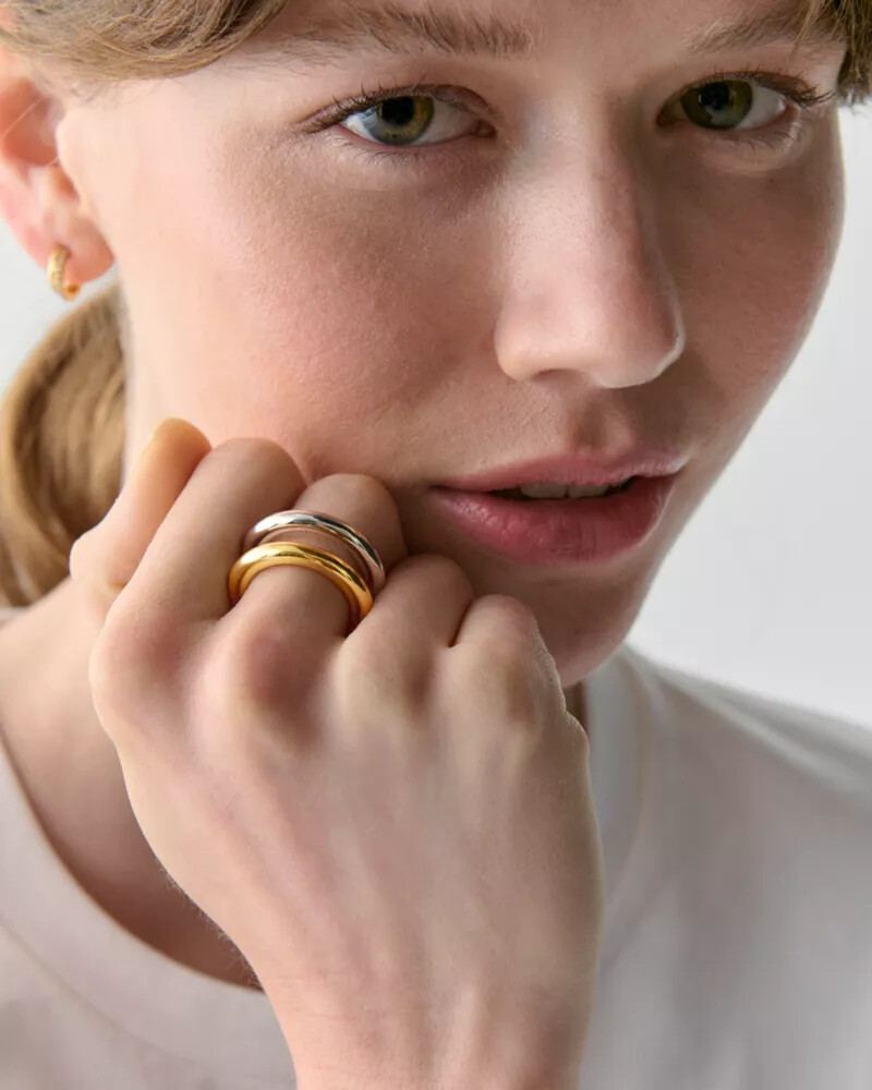 interlock ring silver gold