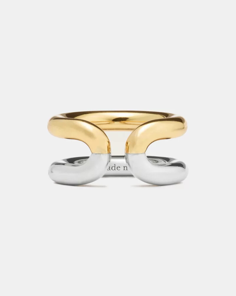 interlock ring silver gold