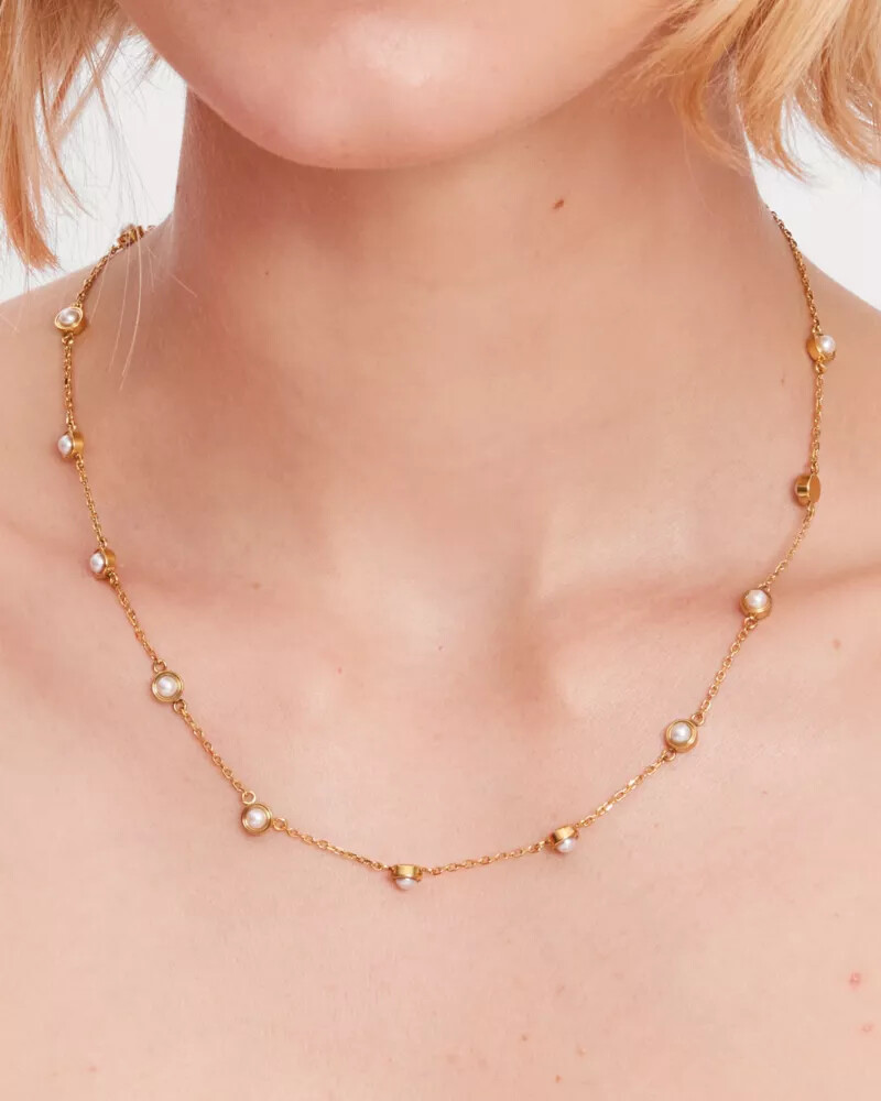 set in stone station necklace white gold
