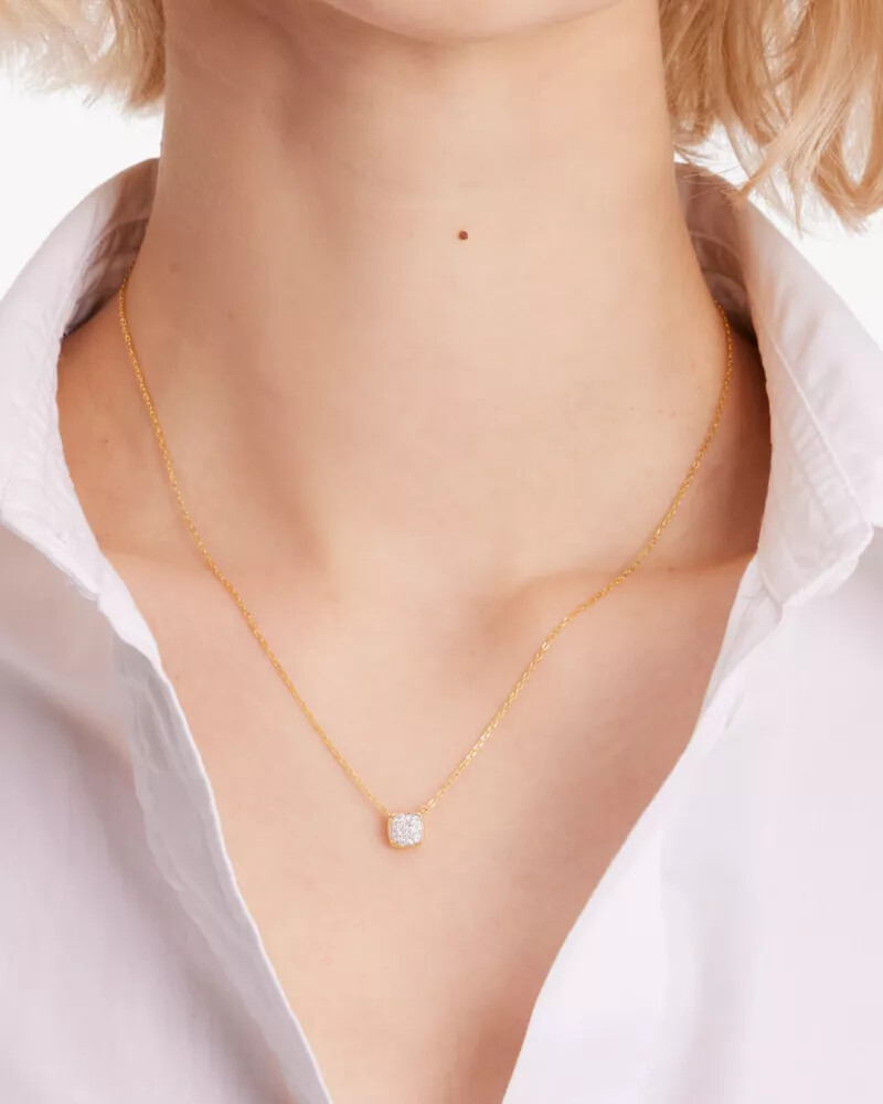 kate spade fine time to shine pavé diamond pendant gold