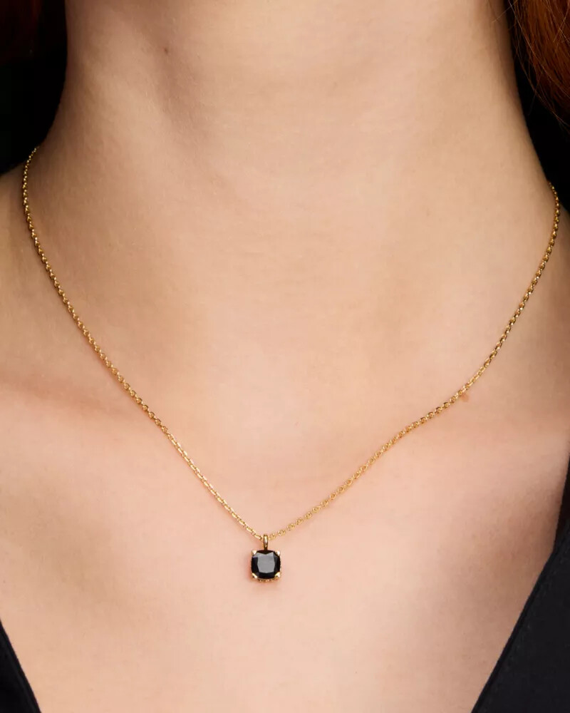 little luxuries 6mm square pendant jet black