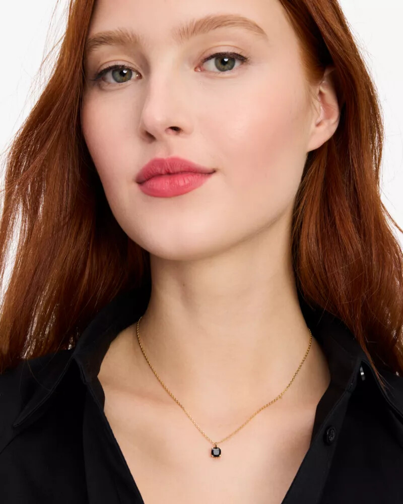 little luxuries 6mm square pendant jet black