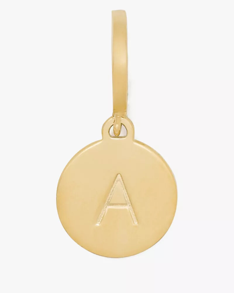 initial a mini charm gold