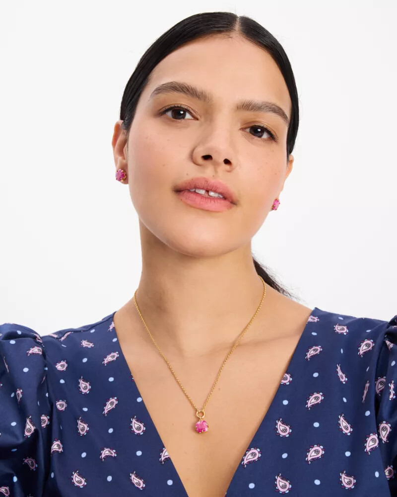 pop of joy spade flower pendant fuchsia