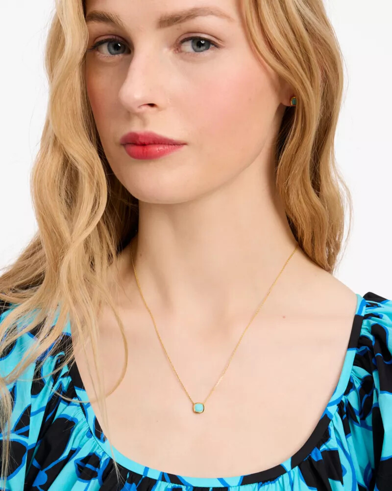 kate spade fine time to shine gem pendant turquoise