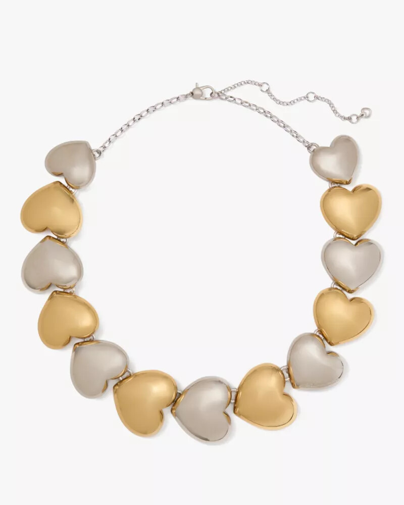 heart you statement necklace silver gold