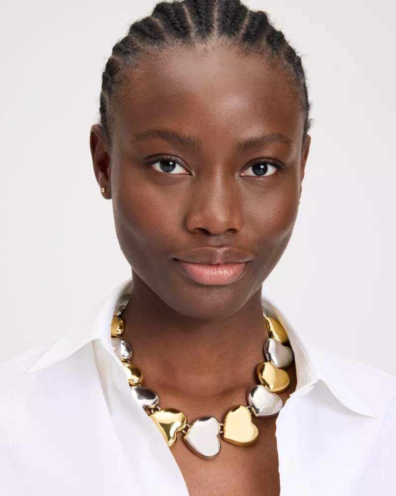 heart you statement necklace silver gold