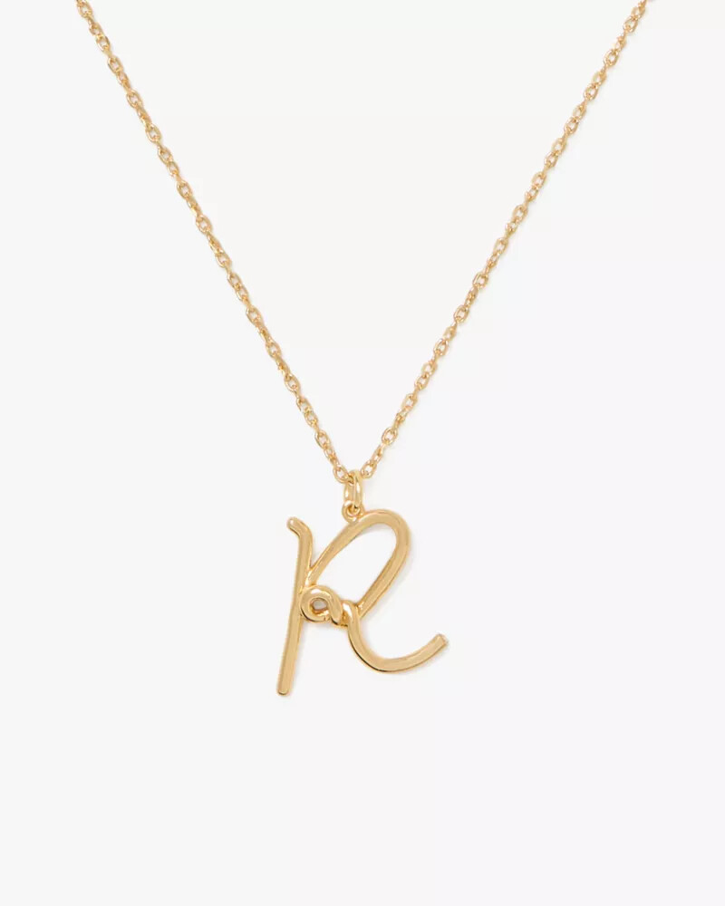 initial script r pendant gold