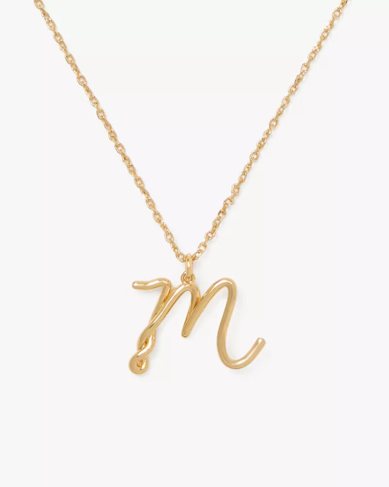 initial script m pendant gold