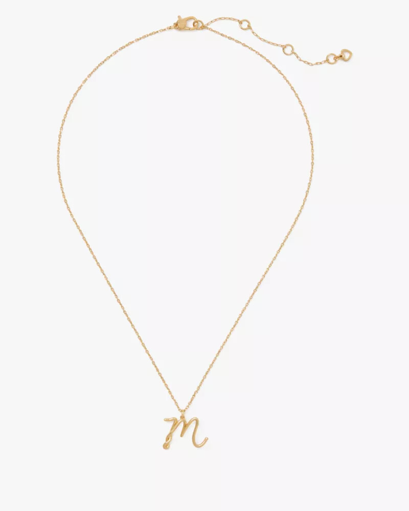 initial script m pendant gold