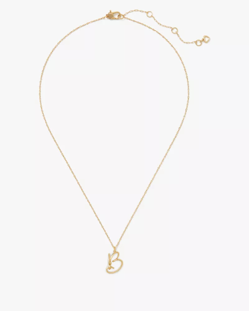 initial script b pendant gold