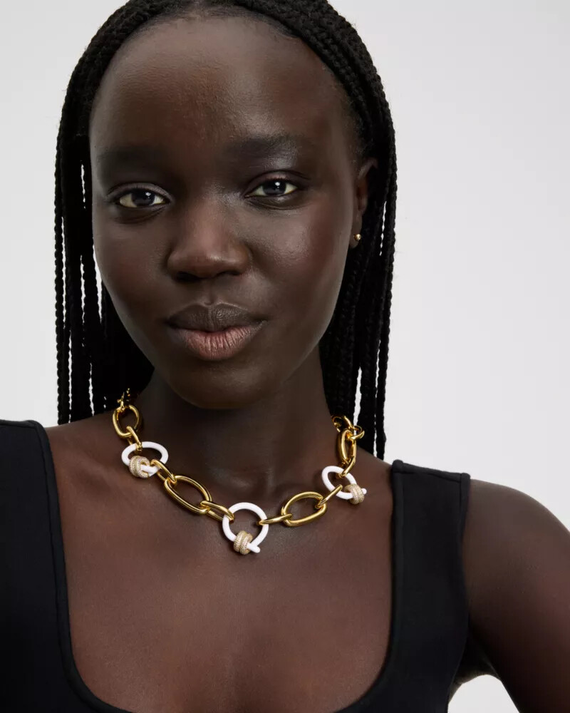 ropes knots statement necklace neutral multi