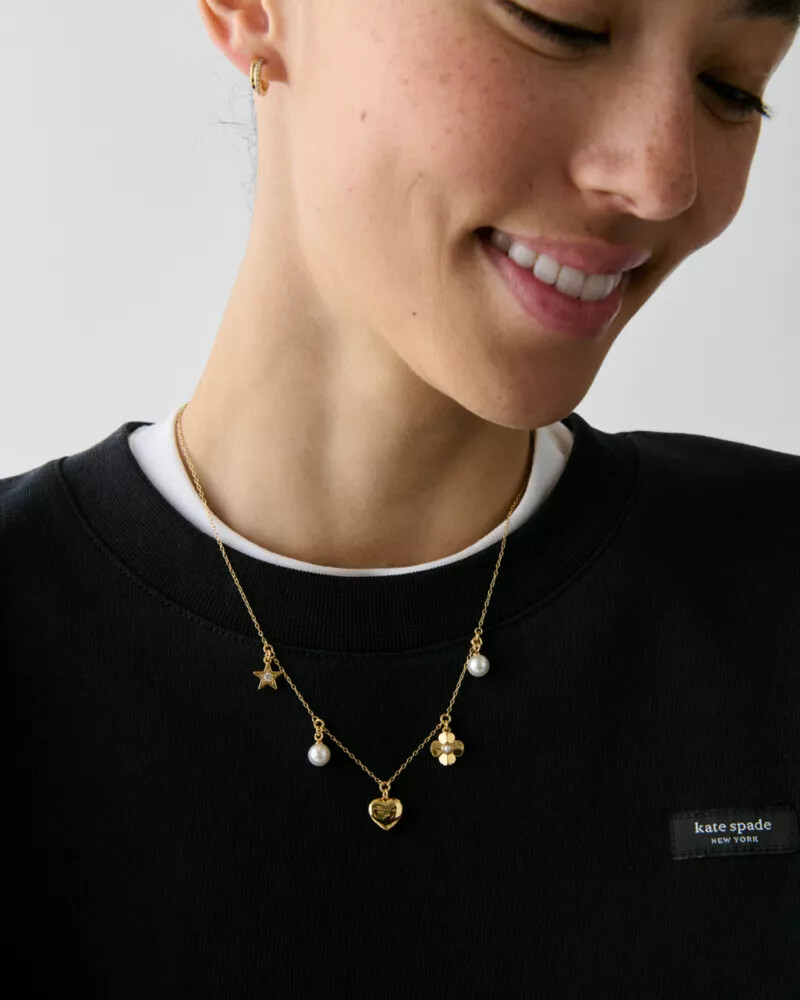 charm necklace gold multi