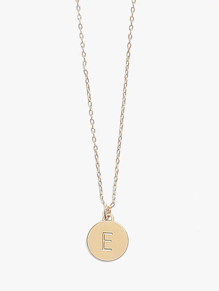 initial e mini pendant gold