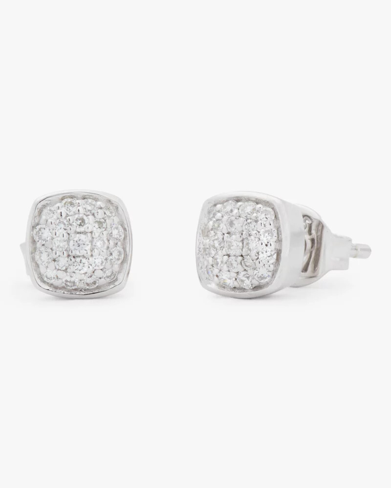 kate spade fine time to shine pavé diamond studs silver