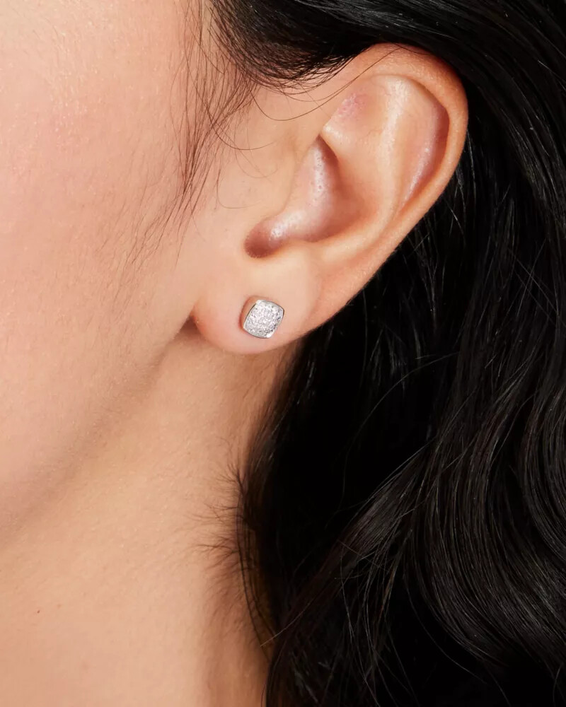kate spade fine time to shine pavé diamond studs silver