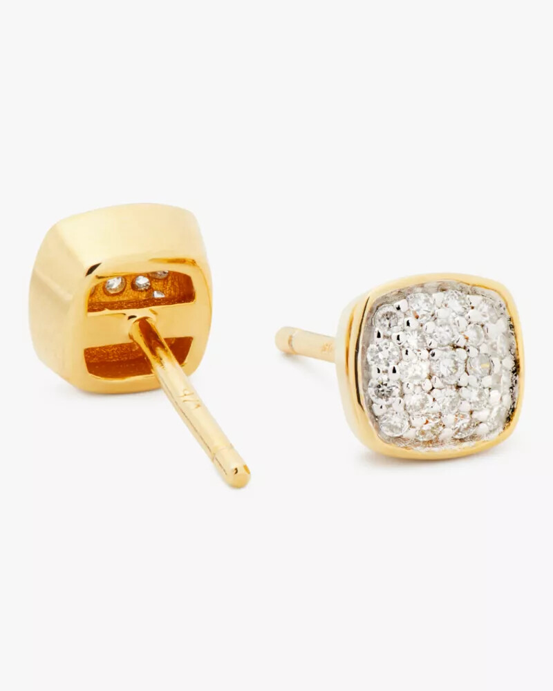 kate spade fine time to shine pavé diamond studs gold