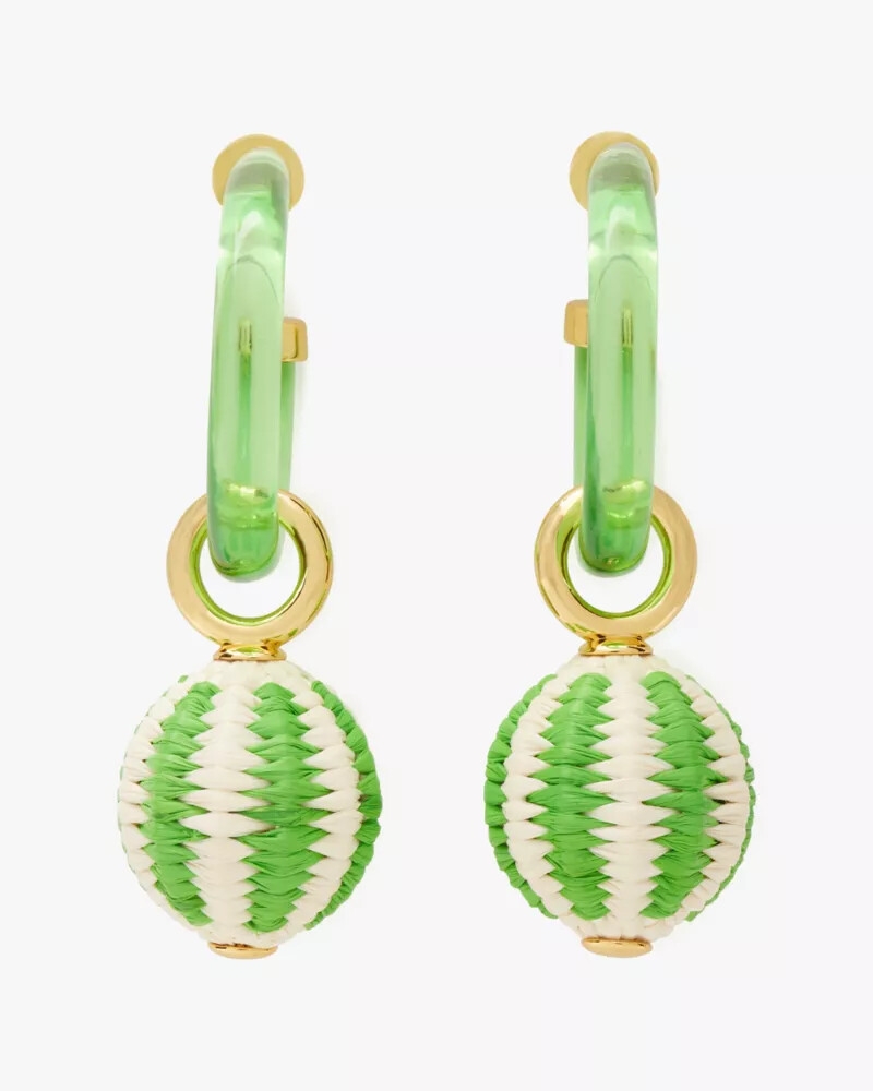 feeling bubbly raffia charm hoops green multi
