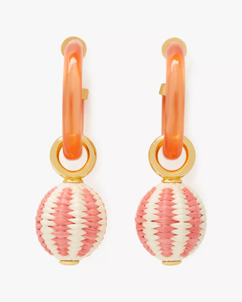 feeling bubbly raffia charm hoops pink multi