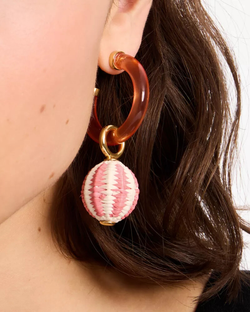 feeling bubbly raffia charm hoops pink multi
