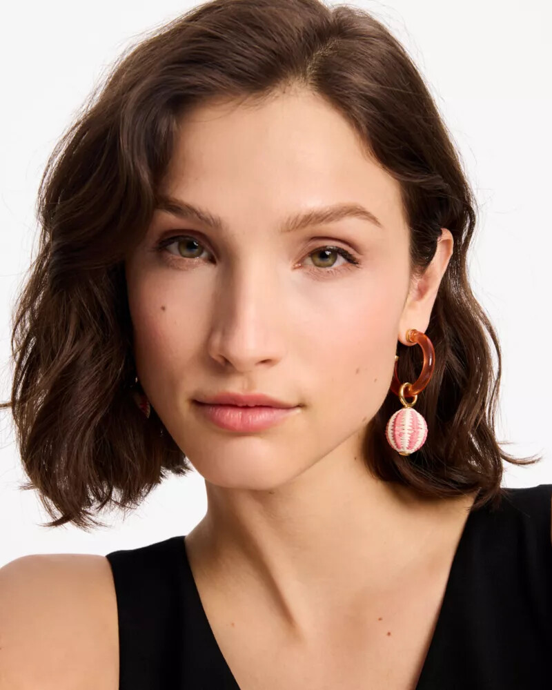 feeling bubbly raffia charm hoops pink multi