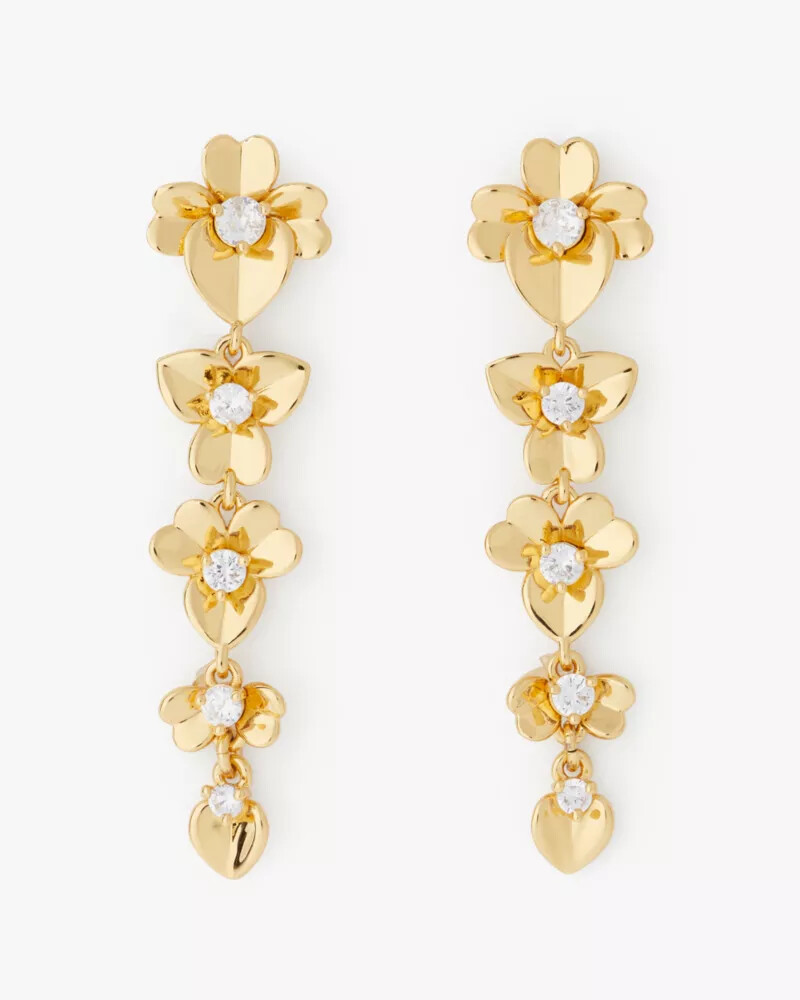 precious pansy linear earrings gold