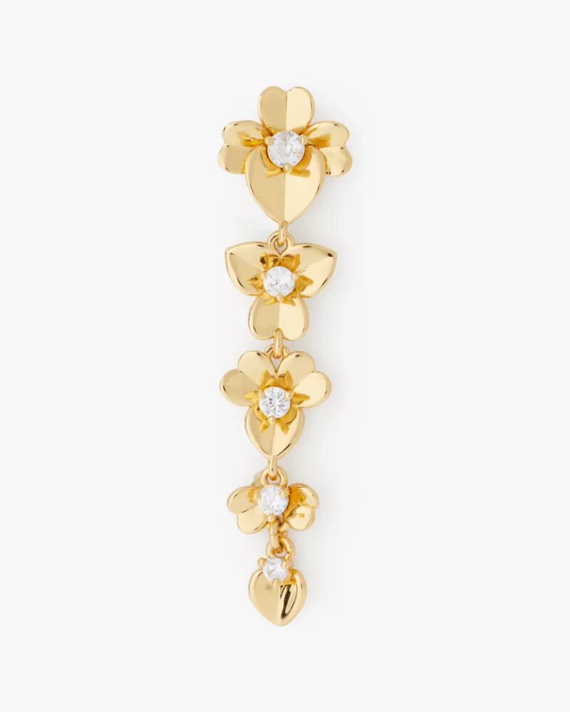 precious pansy linear earrings gold