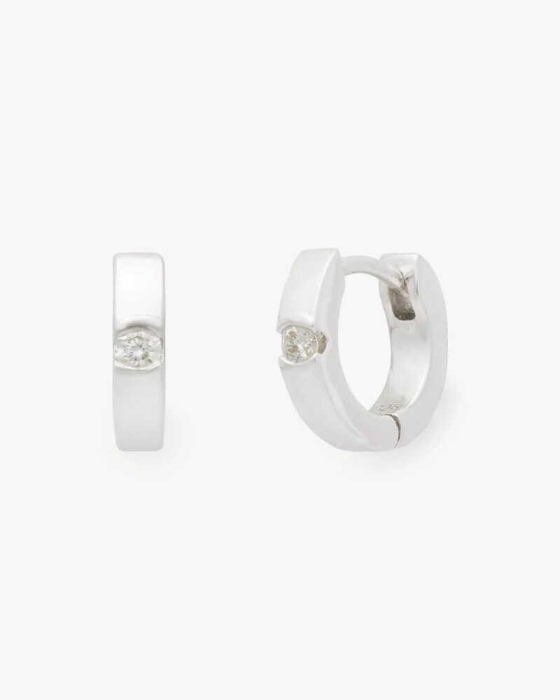 kate spade fine meant to be diamond huggies silver