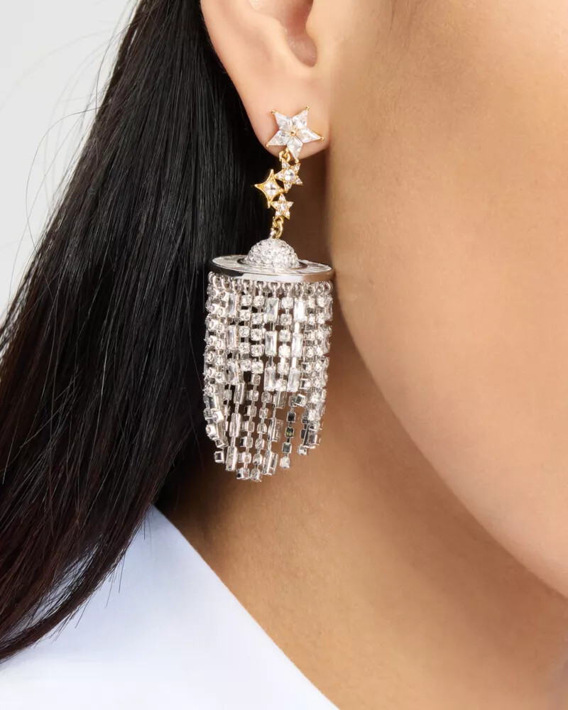 space cadet fringe earrings neutral multi
