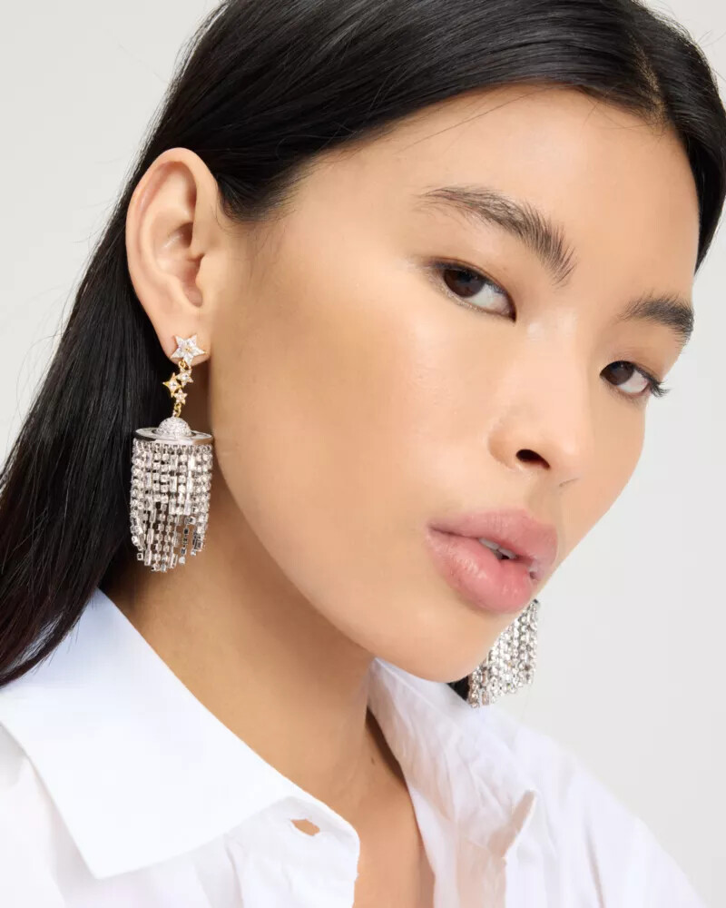 space cadet fringe earrings neutral multi