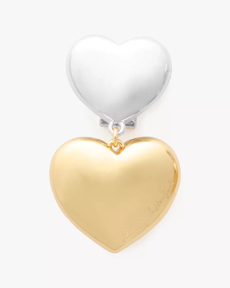 heart you double drop earrings silver gold