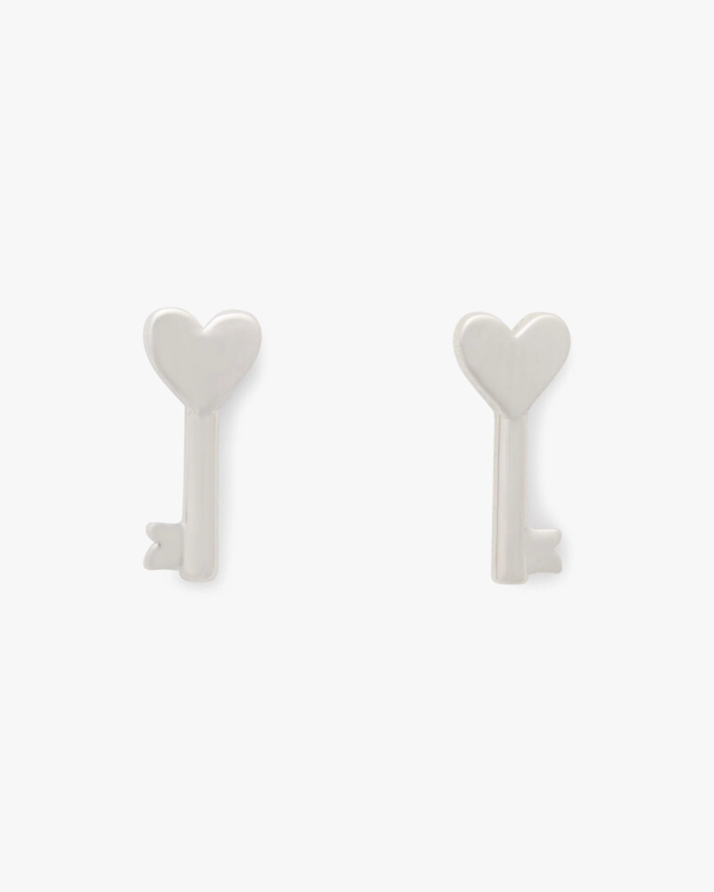 with all my heart key studs silver