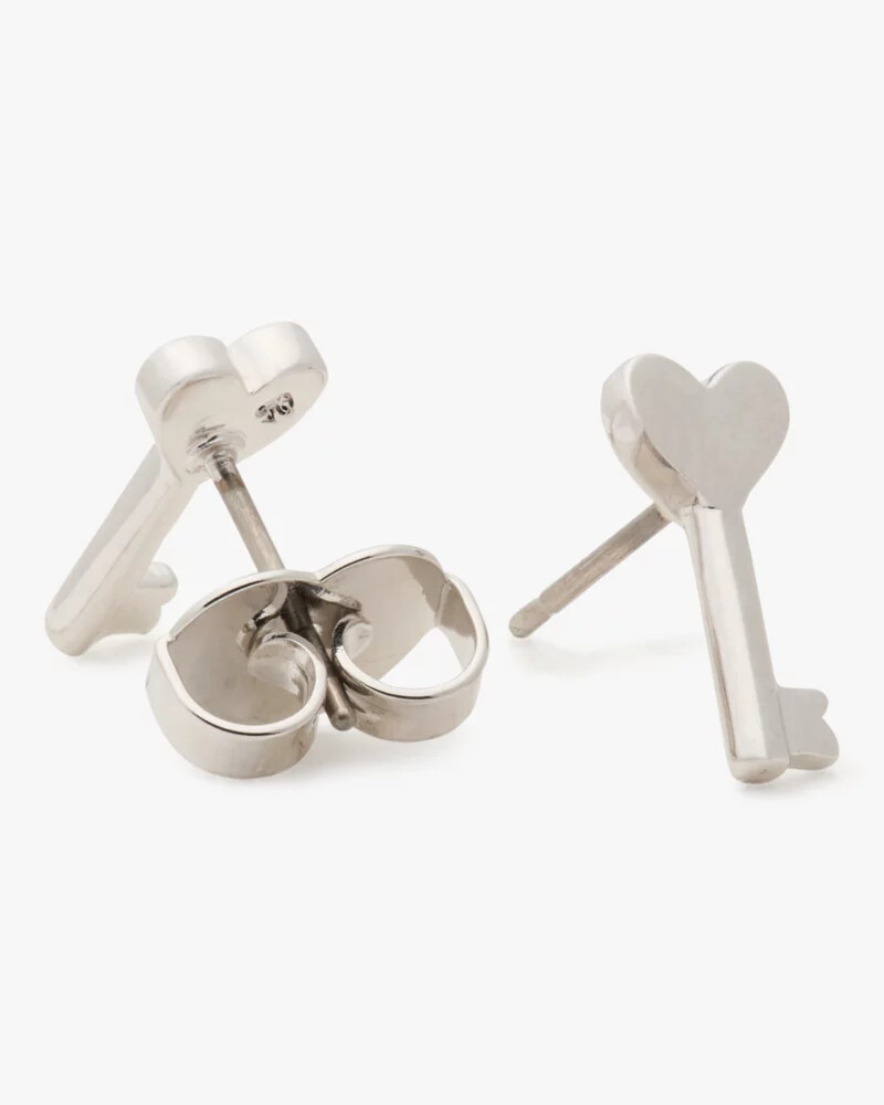 with all my heart key studs silver