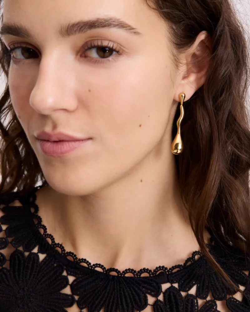 molten linear earrings gold