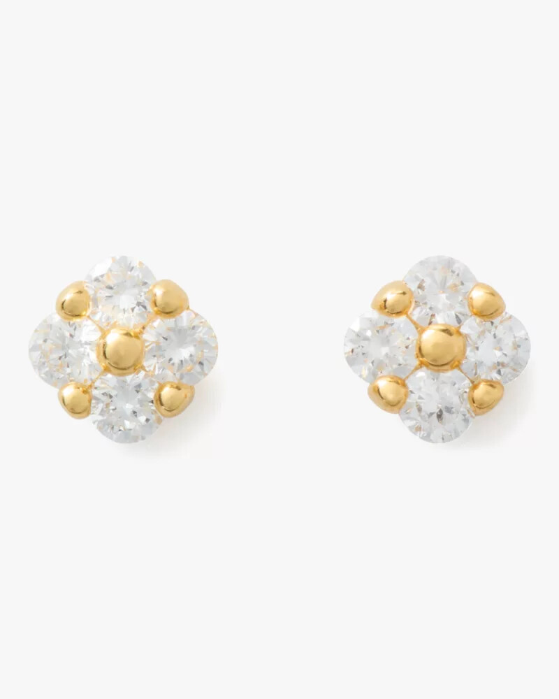 kate spade fine time to shine diamond flower studs gold