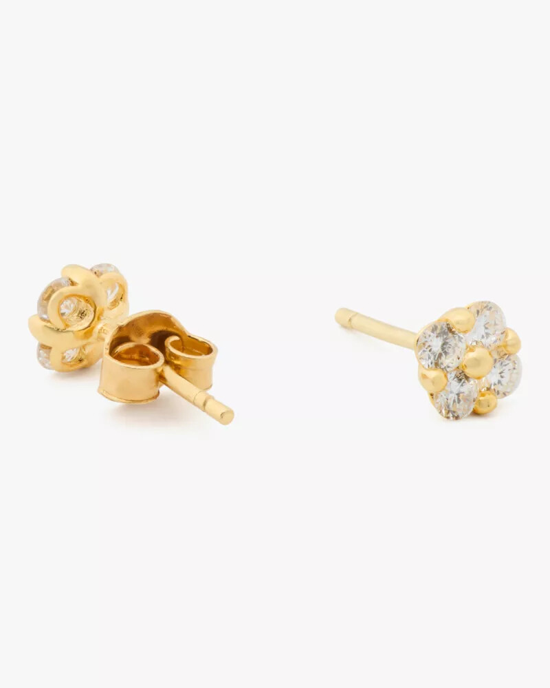kate spade fine time to shine diamond flower studs gold