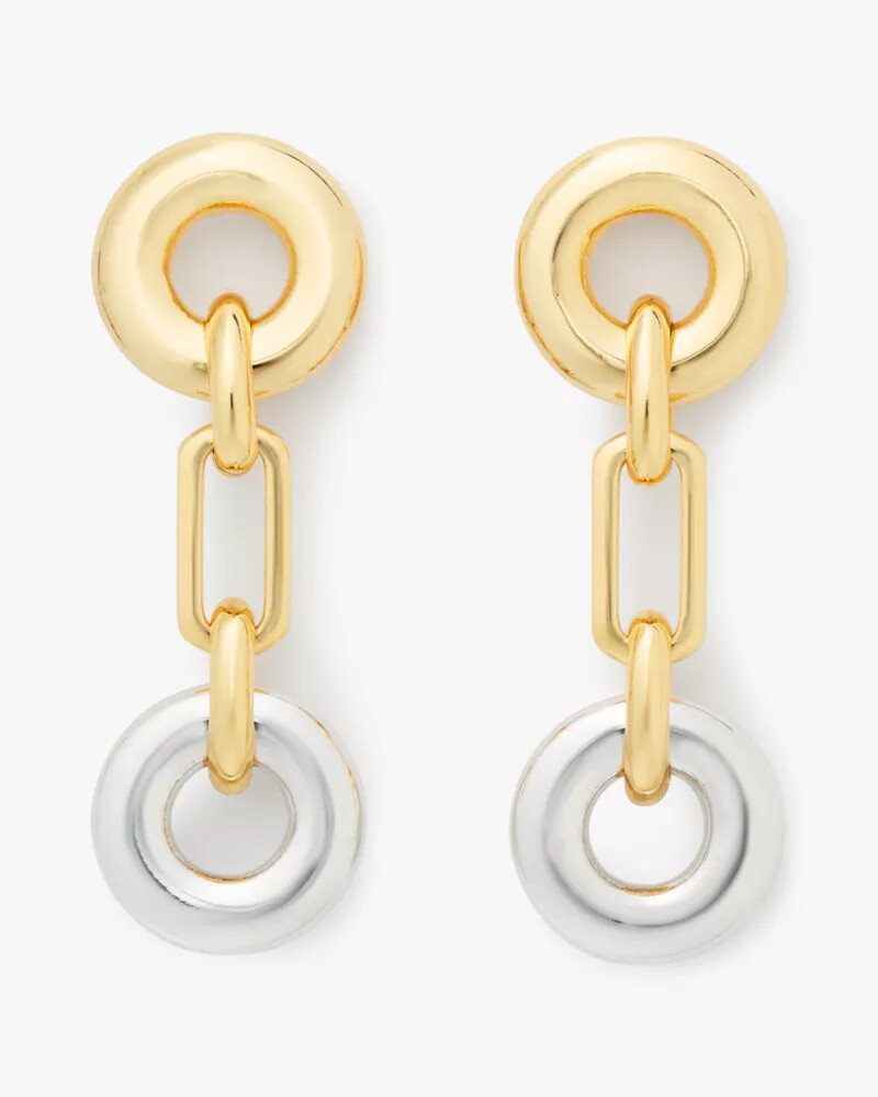 interlock linear earrings silver gold