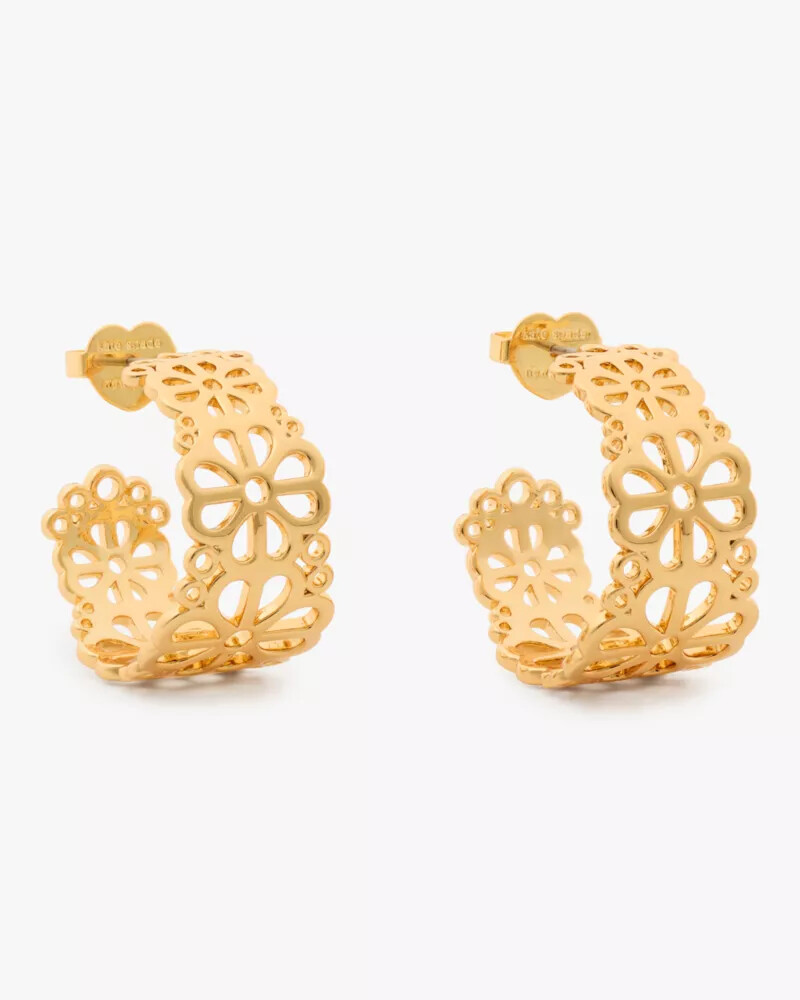spade flower lace hoops gold