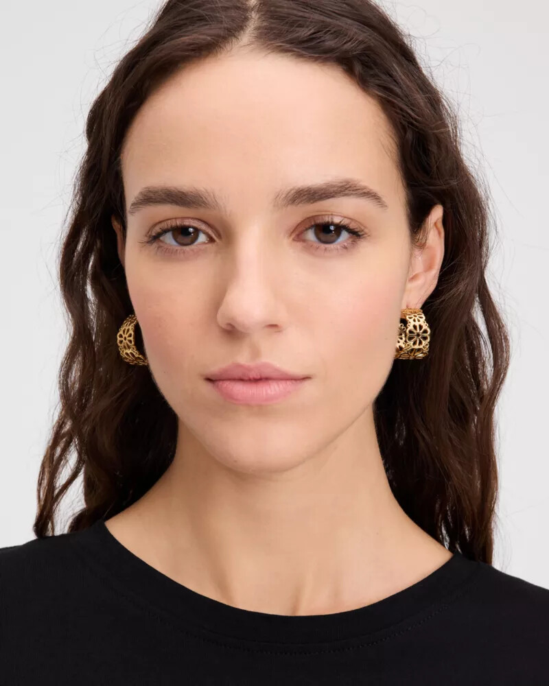 spade flower lace hoops gold