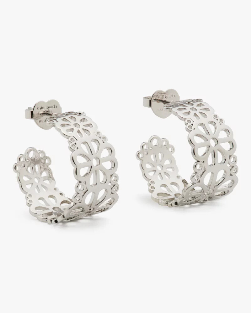 spade flower lace hoops silver